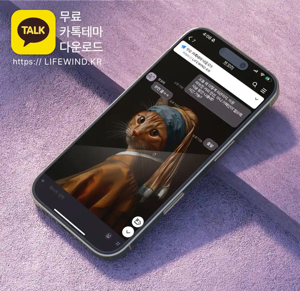 A Cat With Pearl Earrings 카카오톡 테마 카톡테마 무료 다운로드