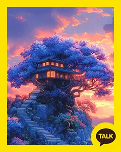 A Cottage In The Purple Sunset 카카오톡 테마 카톡테마 무료 다운로드