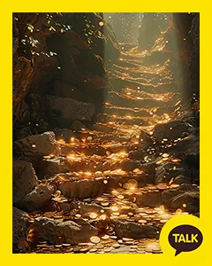 Stairs With Gold Coins Falling Down 카카오톡 테마 카톡테마 무료 다운로드